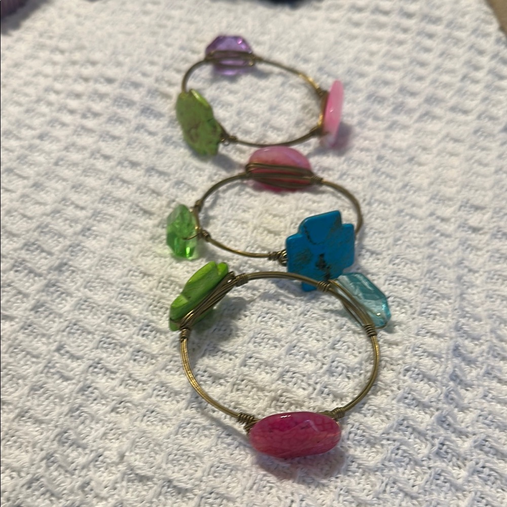 Colorful Gemstone Wire Wrapped Bracelets